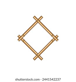 board bamboo frame cartoon. japanese square, tree signboard, beach chinese board bamboo frame sign. isolated symbol vector illustration