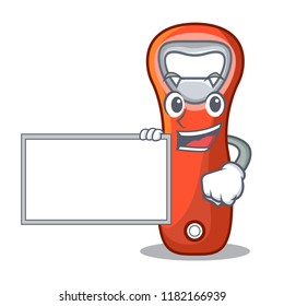 With board beer bottle opener isolated on cartoon