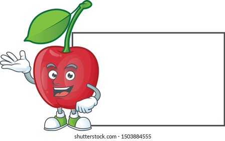 With Board Bing Cherries Isolated Mascot In Character