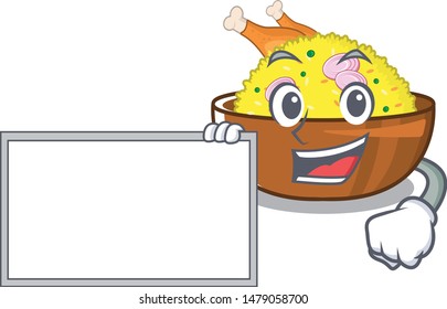 With board biryani chicken above the cartoon plate