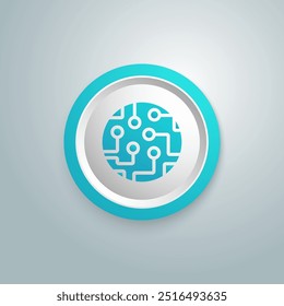 Сircuit board blue icon. Vector illustration