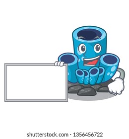 With board blue sponge coral the shape cartoon
