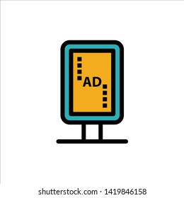 Board, Branding, Signboard, Banner Board  Flat Color Icon. Vector icon banner Template