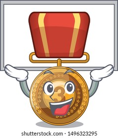 Up board bronze medal isolated with the mascot
