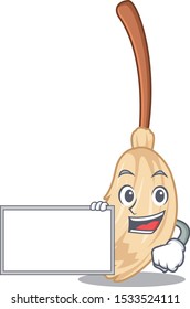 With board broom with in a the cartoon