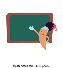 board and brush with happy face cartoon cartoon vector illustration design