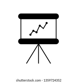 Board with business graph icon - vector