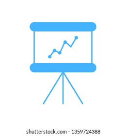 Board with business graph icon - vector