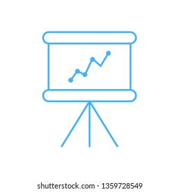 Board with business graph icon - vector