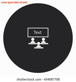 Board business web icon. Gray circle button with white illustration.