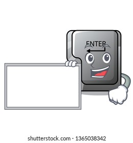 With board button enter in the shape mascot