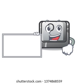 With board button O isolated in the cartoon
