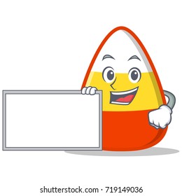 With board candy corn character cartoon