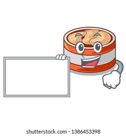 With board canned tuna isolated with in mascot