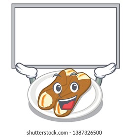 Up board cannoli is served on mascot plate