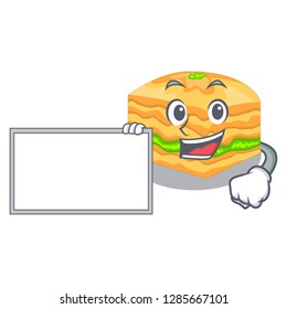 With board cartoon baklava is served on plate