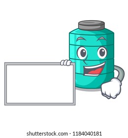 With board cartoon big industrial water tank container