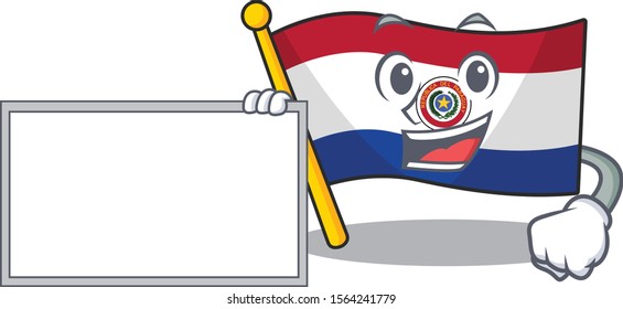 With board cartoon flag paraguay in with mascot