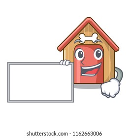 With board cartoon funny dog house with dish