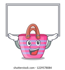 Up board cartoon on red shaped beach bag