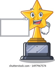 With board cartoon star trophy in character drawer