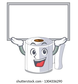 Up board cartoon toilet paper in the bathroom