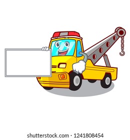 With board Cartoon tow truck isolated on rope