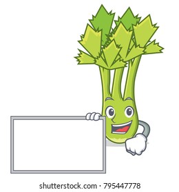 With board celery character cartoon style