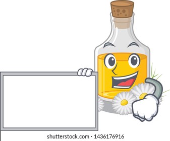 With board chamomile oil isolated with the mascot