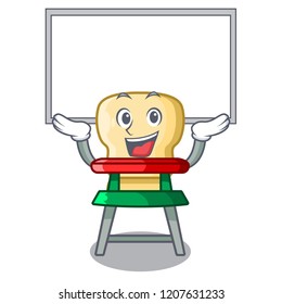 Up board character baby eat on highchair indoors