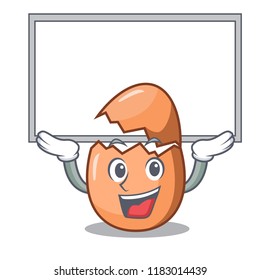 Up board character broken egg on floor cartoon