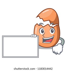 With board character broken egg on floor cartoon