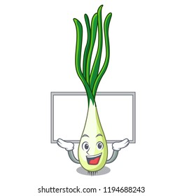 Up board character green onion on the table