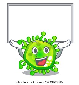 Up board character microbe bacterium on the palm