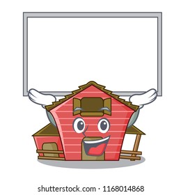 Up board character red barn building with haystack