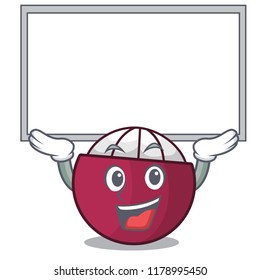 Up board character tropical mangosteen isolated on cartoon
