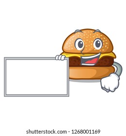 With board cheese burger isolated on a mascot