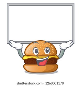 Up board cheese burger isolated on a mascot