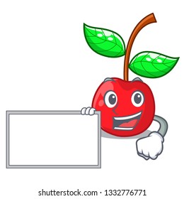 With board cherry fruit in a mascot basket