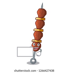 With board chickin shish with sticks a cartoon