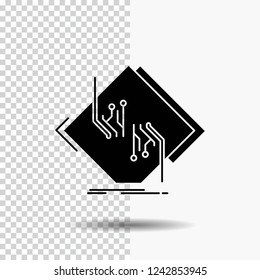 Board, chip, circuit, network, electronic Glyph Icon on Transparent Background. Black Icon