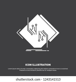 Board, chip, circuit, network, electronic Icon. glyph vector symbol for UI and UX, website or mobile application