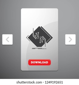 Board, chip, circuit, network, electronic Glyph Icon in Carousal Pagination Slider Design & Red Download Button