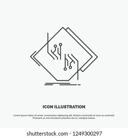 Board, chip, circuit, network, electronic Icon. Line vector gray symbol for UI and UX, website or mobile application