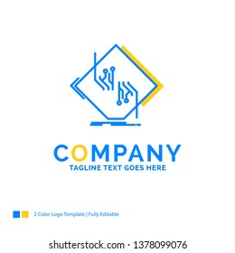 Board, chip, circuit, network, electronic Blue Yellow Business Logo template. Creative Design Template Place for Tagline.