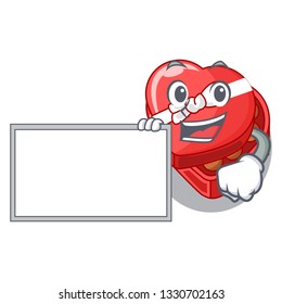 With board chocolate box heart above cartoon table