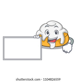 With board cinnamon roll character cartoon