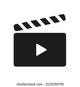 Board clap for video clip icon. Play symbol. Flat style vector illustration. eps10