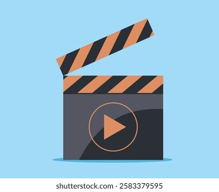 Board clapperboard and play button icon