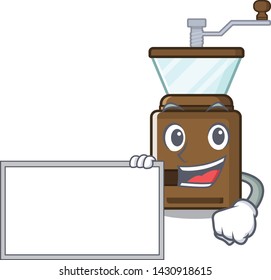 With board coffee grinder isolated in the mascot